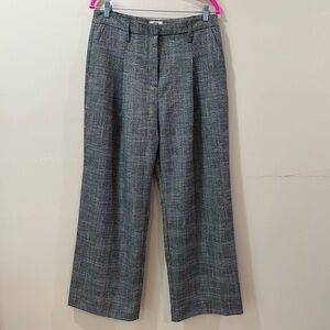 Jason Wu Women 8 Brown Shimmer Plaid Wide Leg Pleated Pants Work Old Money New